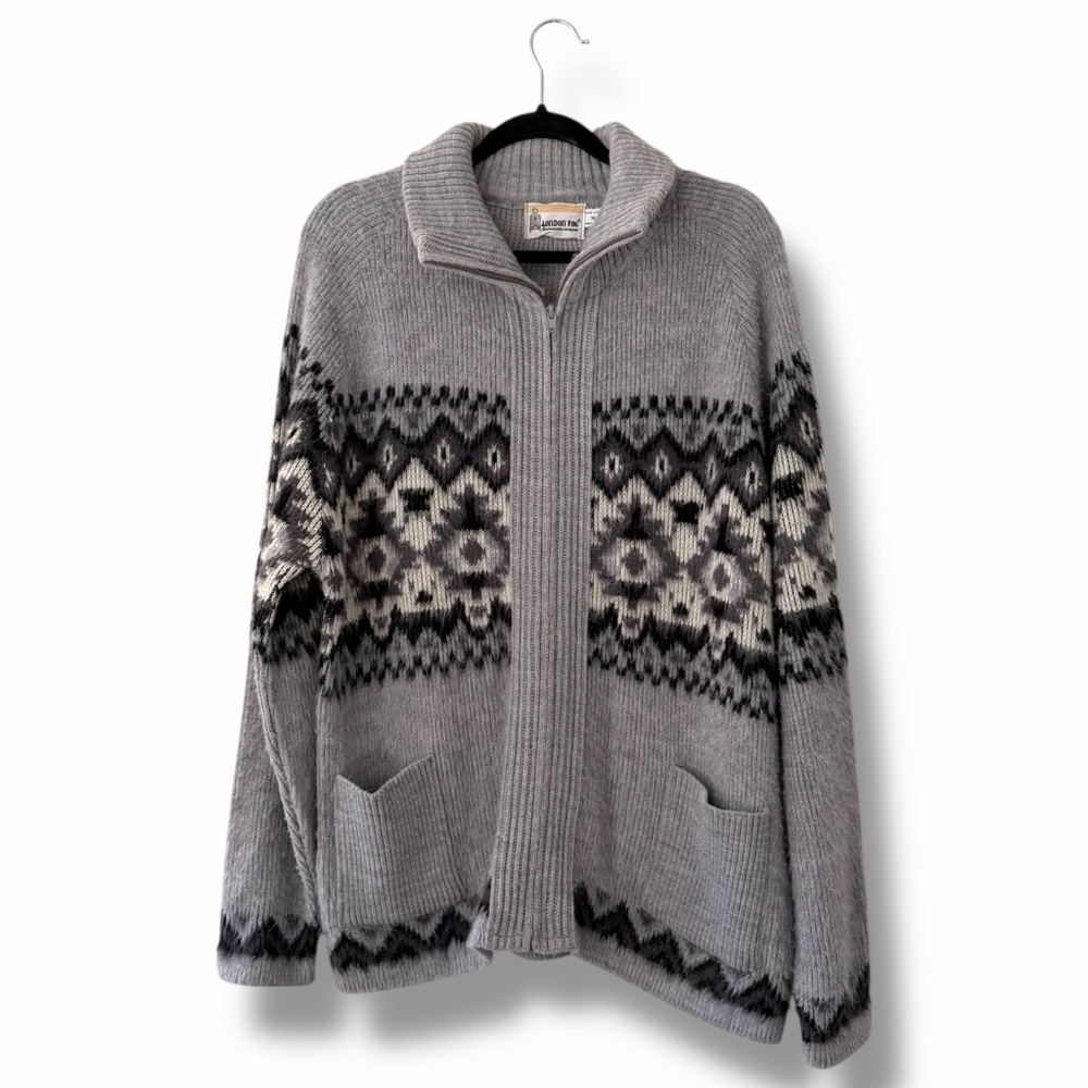 London Fog Vintage Aztec Western Apres Ski Full Zip Grandpa Cardigan Size XL
